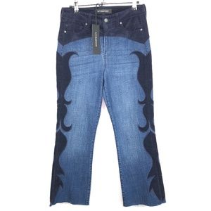 Liverpool Lucy Hi-Rise Crop Bootcut Corduroy Appliqué Jeans Women's Sz 28 New